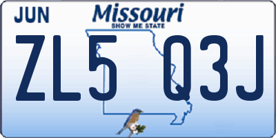 MO license plate ZL5Q3J