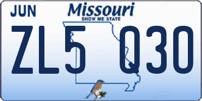 MO license plate ZL5Q3O