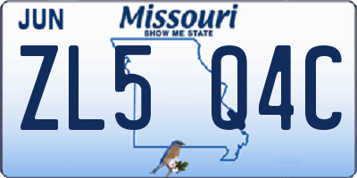 MO license plate ZL5Q4C