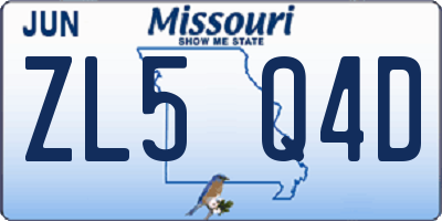 MO license plate ZL5Q4D
