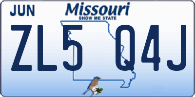 MO license plate ZL5Q4J