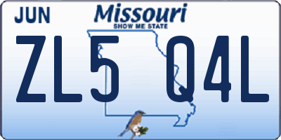 MO license plate ZL5Q4L