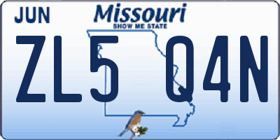 MO license plate ZL5Q4N