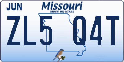 MO license plate ZL5Q4T
