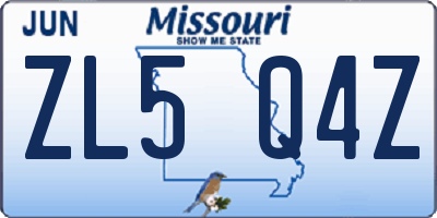 MO license plate ZL5Q4Z