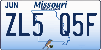 MO license plate ZL5Q5F