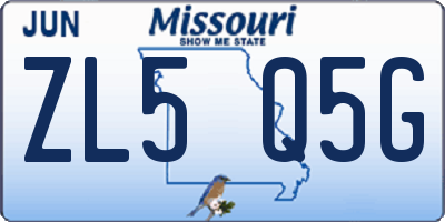MO license plate ZL5Q5G