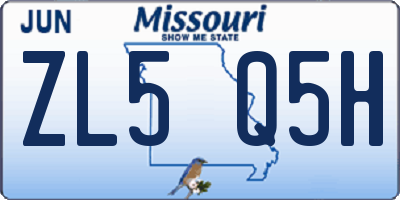 MO license plate ZL5Q5H