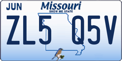 MO license plate ZL5Q5V