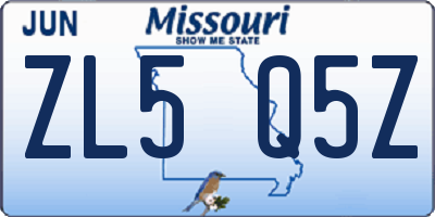 MO license plate ZL5Q5Z