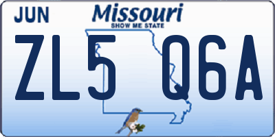 MO license plate ZL5Q6A