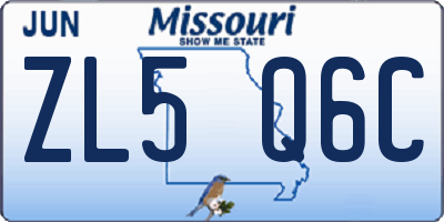MO license plate ZL5Q6C