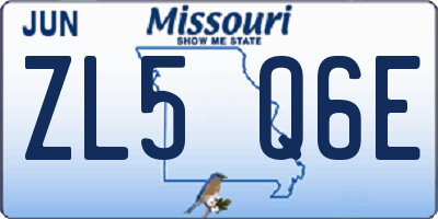 MO license plate ZL5Q6E