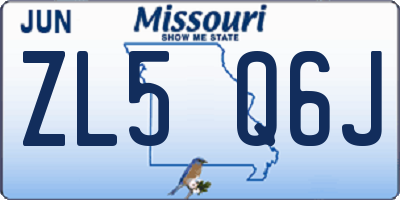 MO license plate ZL5Q6J