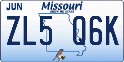 MO license plate ZL5Q6K