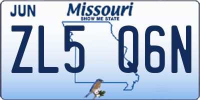 MO license plate ZL5Q6N