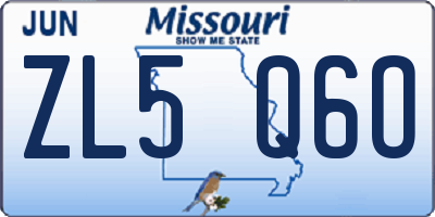 MO license plate ZL5Q6O