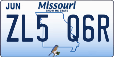 MO license plate ZL5Q6R