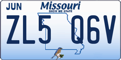 MO license plate ZL5Q6V