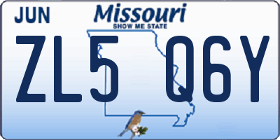 MO license plate ZL5Q6Y