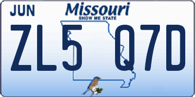 MO license plate ZL5Q7D