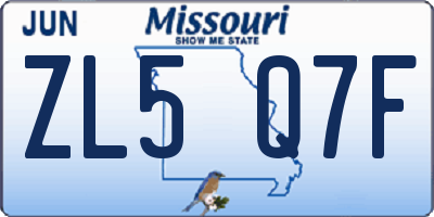 MO license plate ZL5Q7F