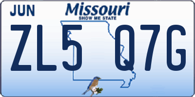 MO license plate ZL5Q7G