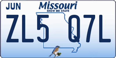 MO license plate ZL5Q7L
