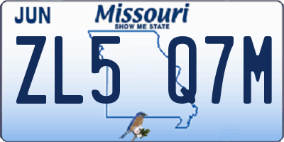 MO license plate ZL5Q7M