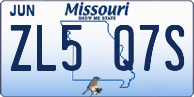 MO license plate ZL5Q7S
