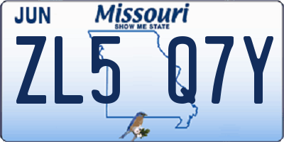 MO license plate ZL5Q7Y