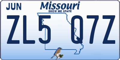 MO license plate ZL5Q7Z
