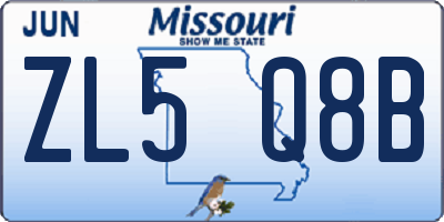 MO license plate ZL5Q8B