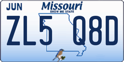 MO license plate ZL5Q8D