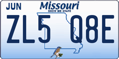 MO license plate ZL5Q8E