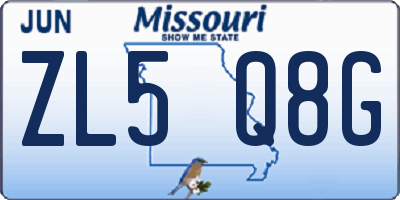 MO license plate ZL5Q8G