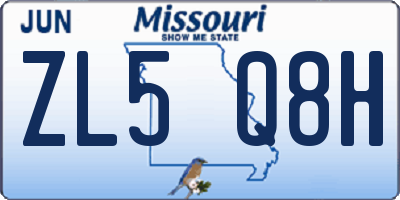 MO license plate ZL5Q8H