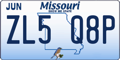MO license plate ZL5Q8P