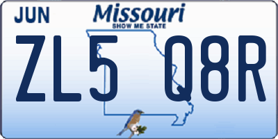 MO license plate ZL5Q8R