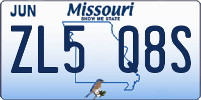 MO license plate ZL5Q8S