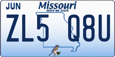 MO license plate ZL5Q8U