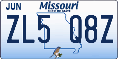 MO license plate ZL5Q8Z