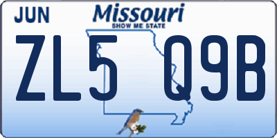 MO license plate ZL5Q9B