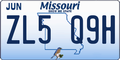 MO license plate ZL5Q9H