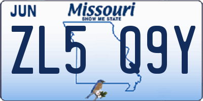 MO license plate ZL5Q9Y
