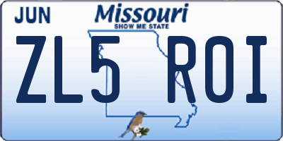 MO license plate ZL5R0I