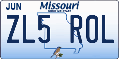 MO license plate ZL5R0L