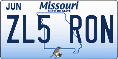 MO license plate ZL5R0N