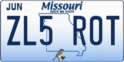 MO license plate ZL5R0T