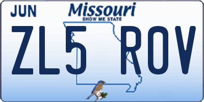 MO license plate ZL5R0V